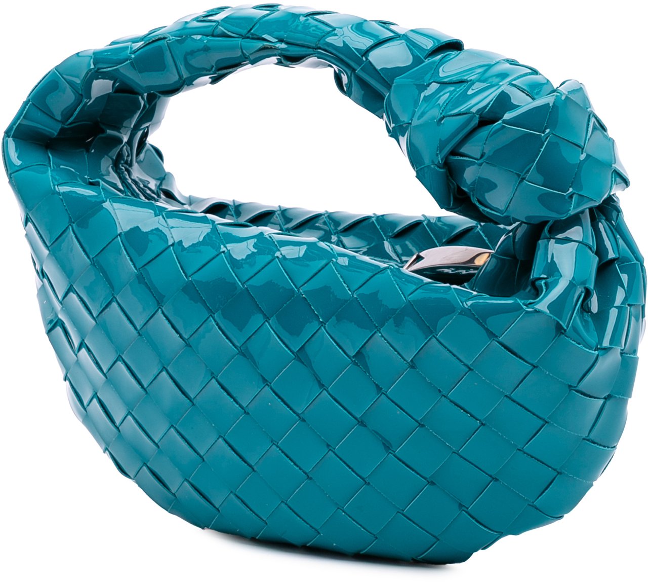Bottega Veneta Mini Patent Intrecciato Jodie Blauw