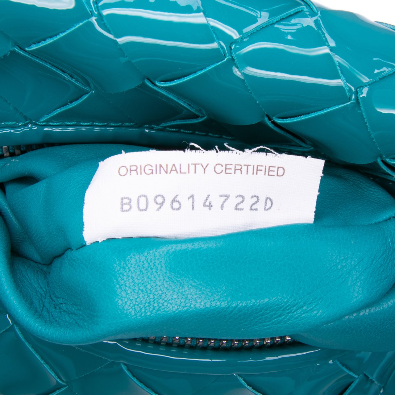 Bottega Veneta Mini Patent Intrecciato Jodie Blauw