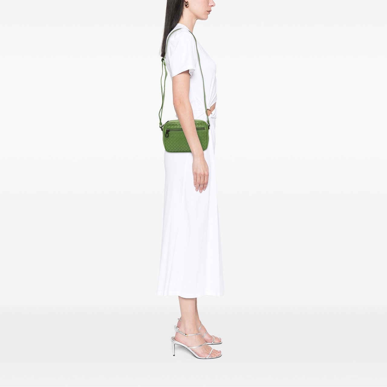 Bottega Veneta Nappa Intrecciato Crossbody Groen