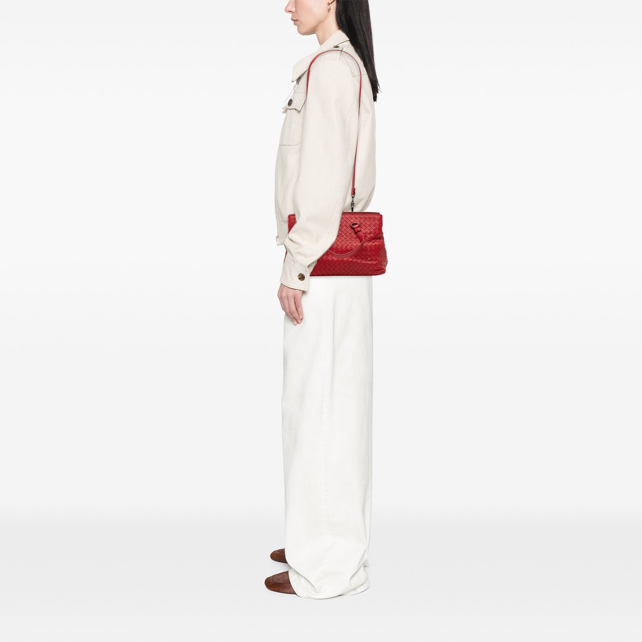 Bottega Veneta Nappa Intrecciato Satchel Rood