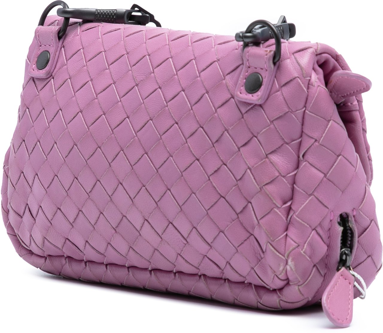 Bottega Veneta Mini Nappa Intrecciato Expandable Chain Flap Crossbody Roze