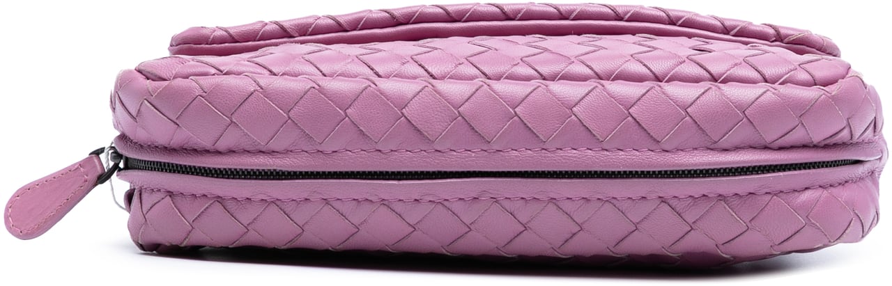 Bottega Veneta Mini Nappa Intrecciato Expandable Chain Flap Crossbody Roze