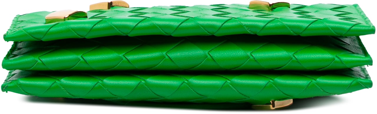Bottega Veneta Nappa Intrecciato Studded Wallet On Strap Groen