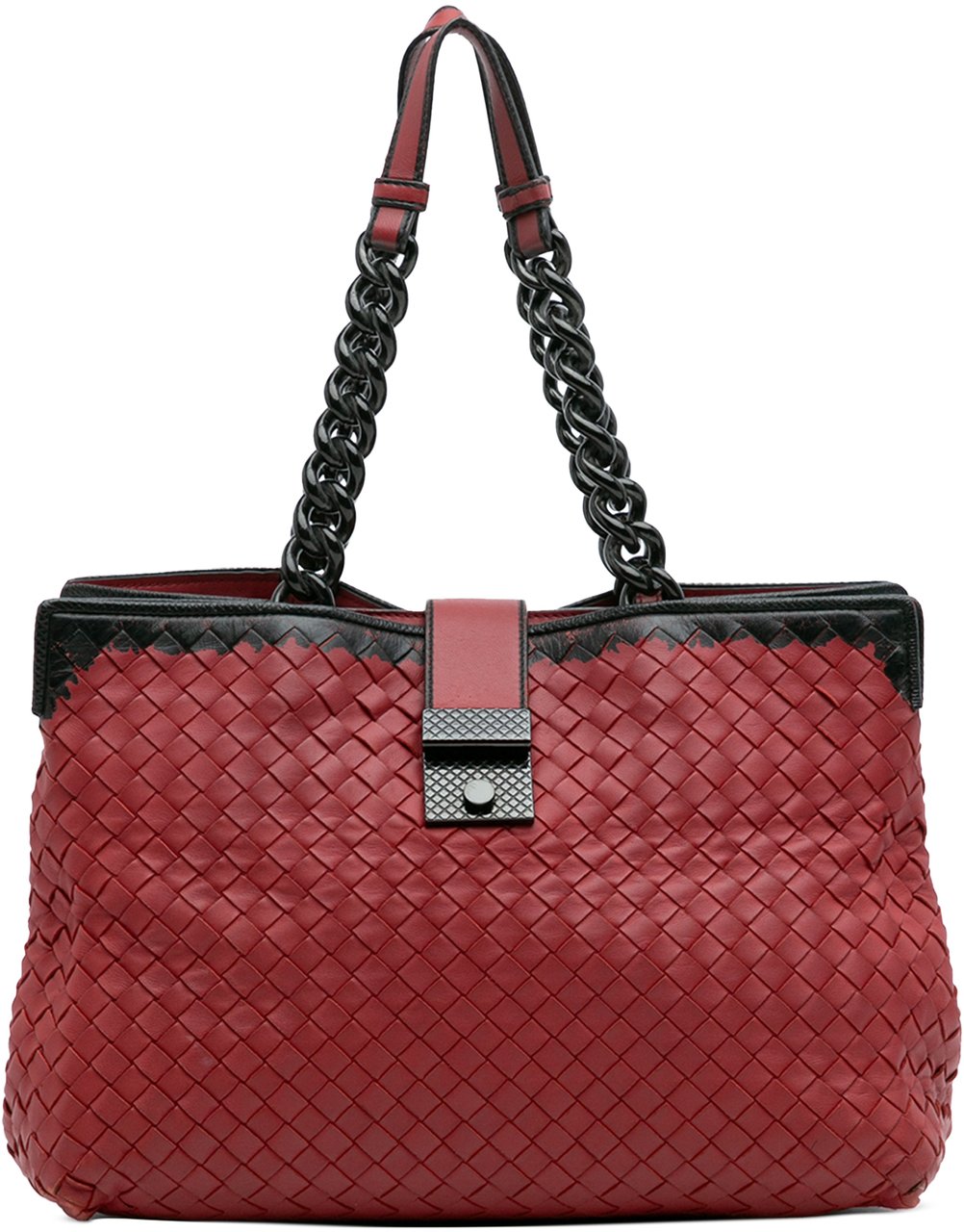 Bottega Veneta Nappa Intrecciato Karung Glass Tote Rood