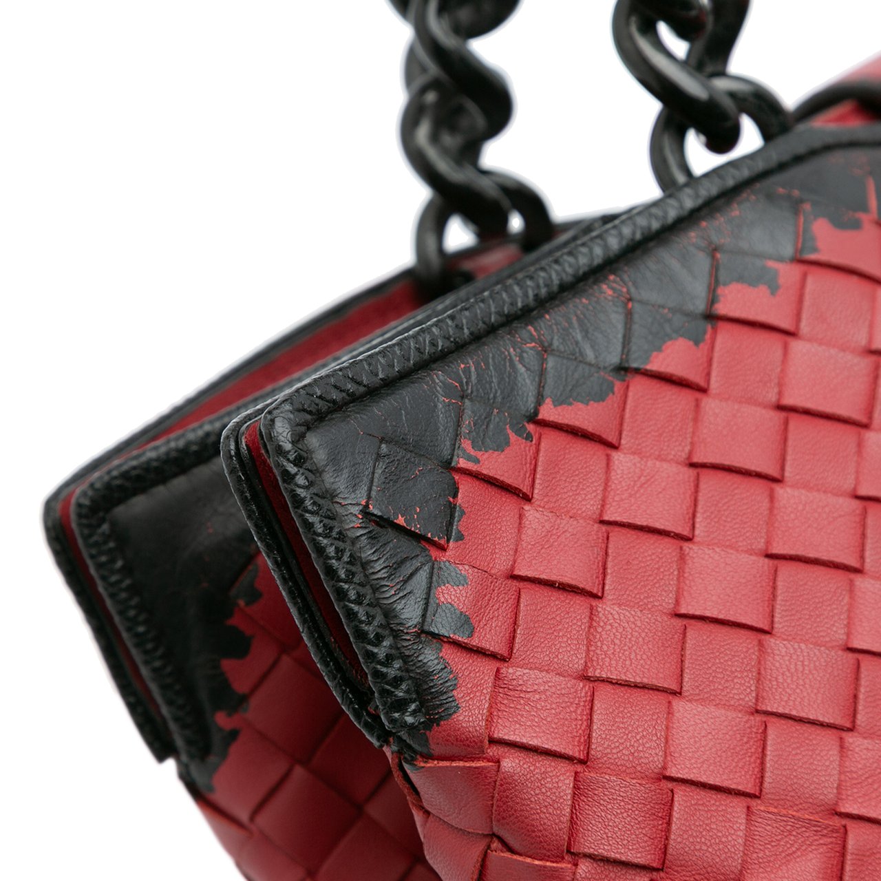Bottega Veneta Nappa Intrecciato Karung Glass Tote Rood