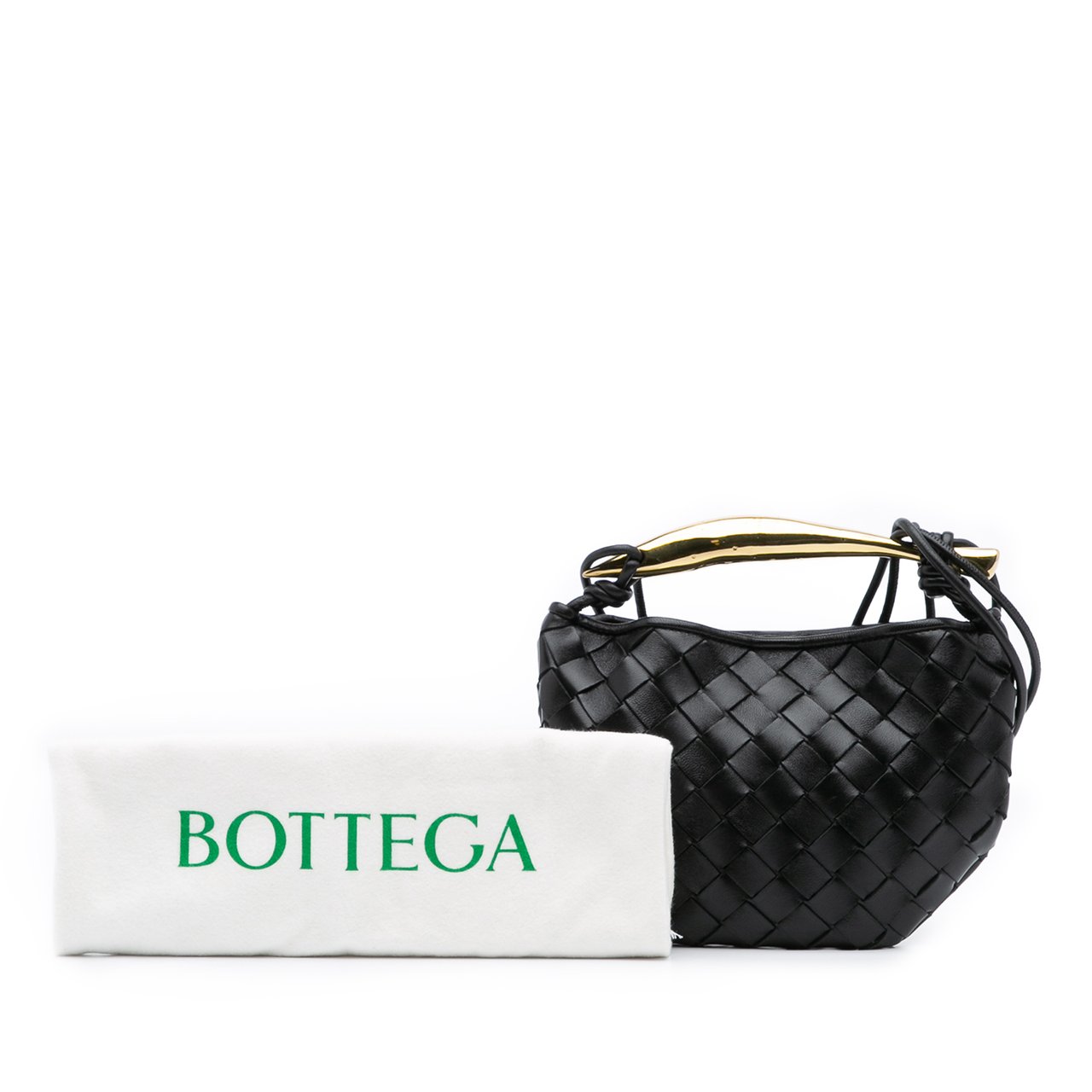 Bottega Veneta Baby Lambskin Intrecciato Sardine Zwart