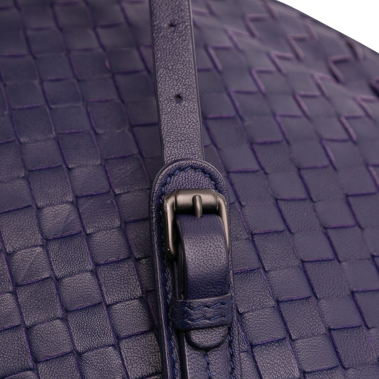 Bottega Veneta Nappa Intrecciato Nodini Crossbody Blauw