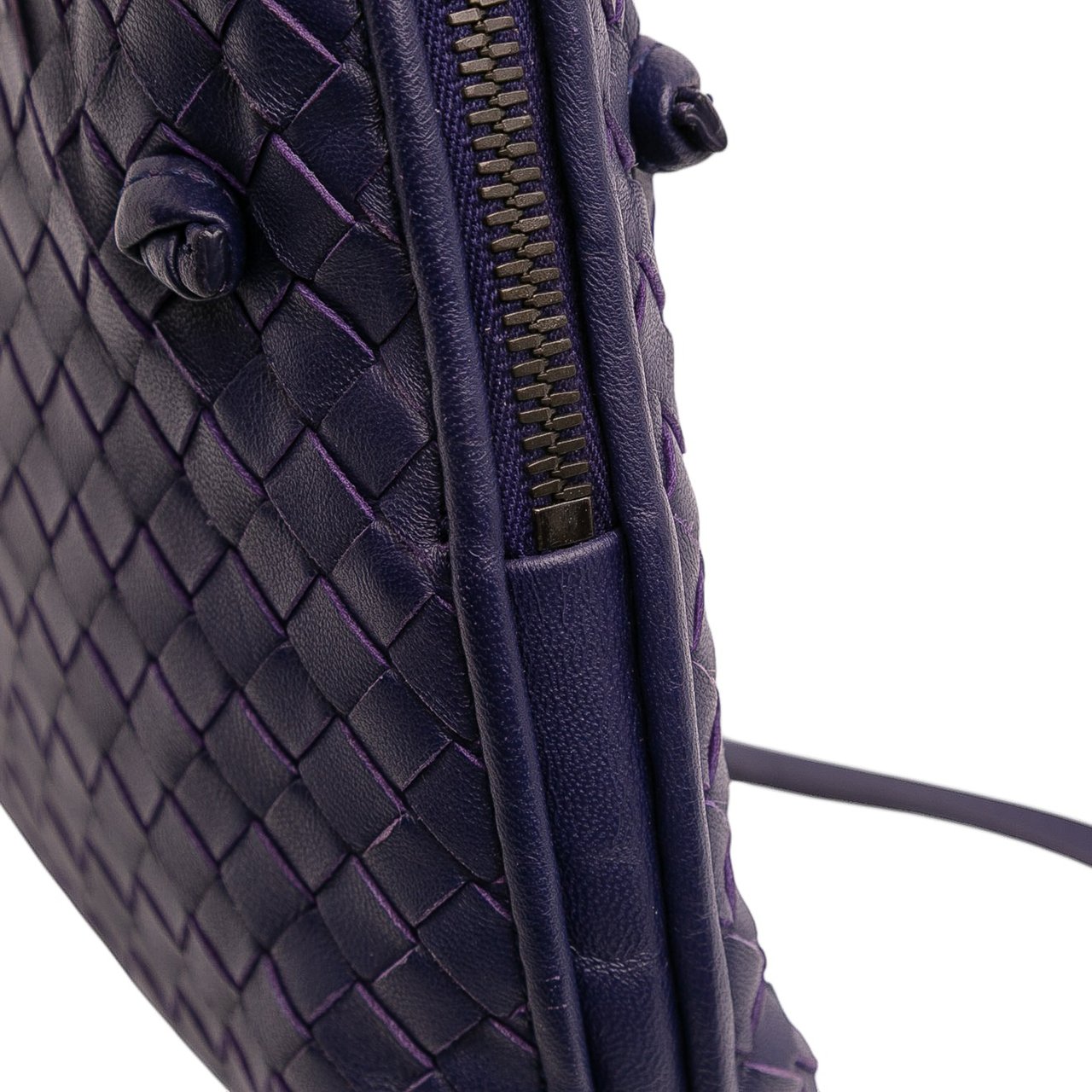 Bottega Veneta Nappa Intrecciato Nodini Crossbody Blauw