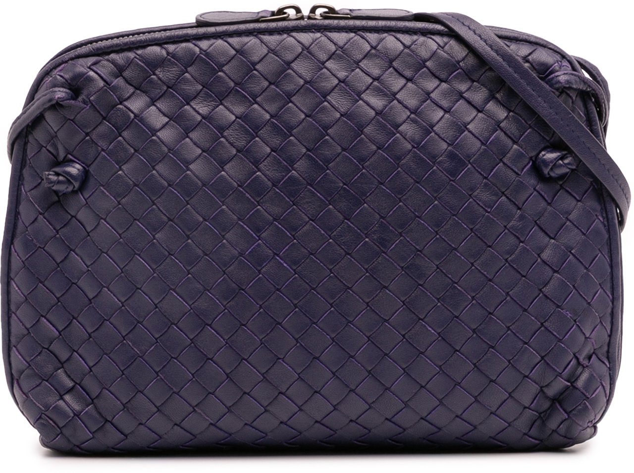 Bottega Veneta Nappa Intrecciato Nodini Crossbody Blauw