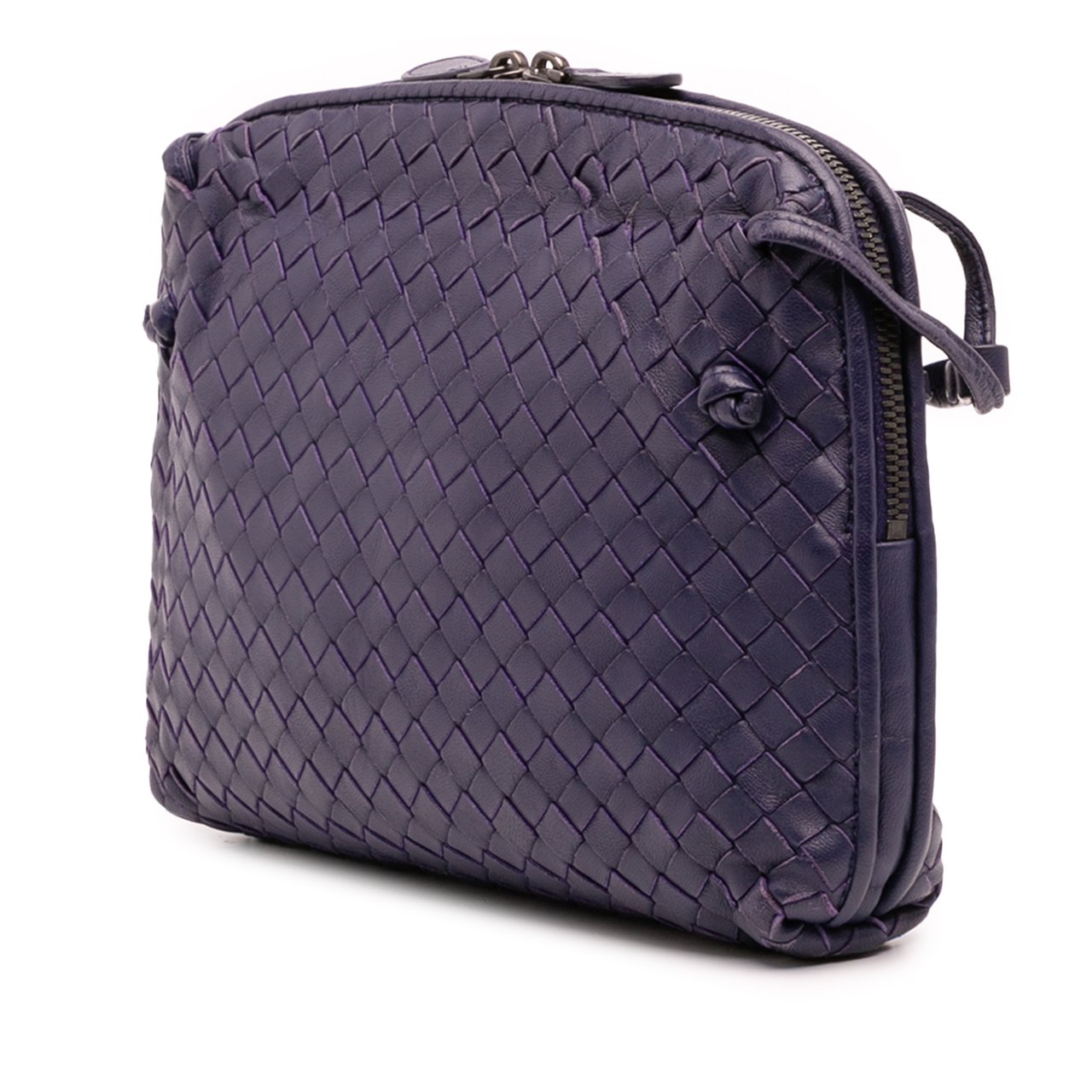 Bottega Veneta Nappa Intrecciato Nodini Crossbody Blauw