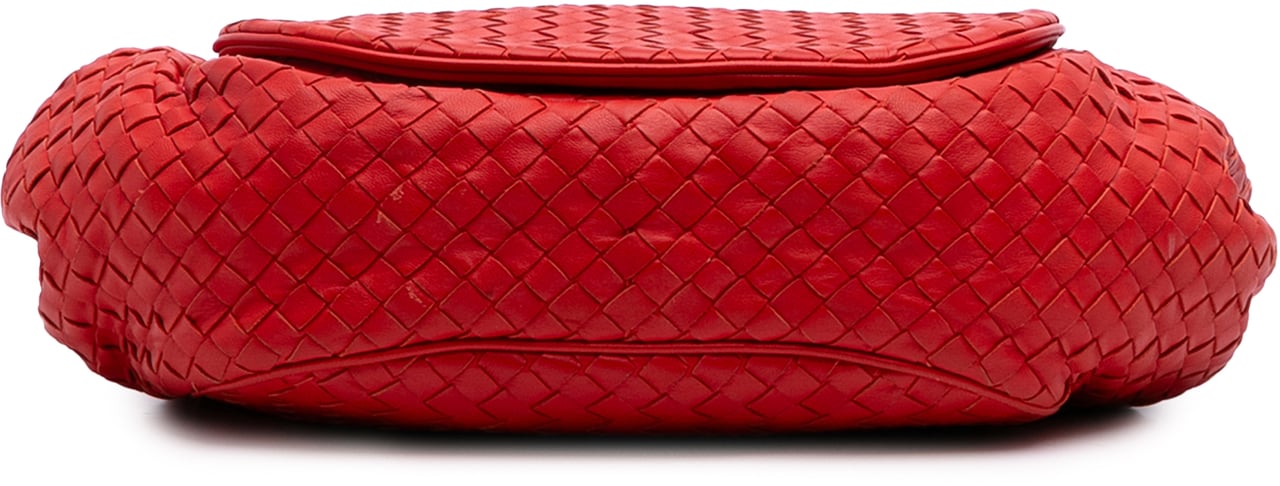Bottega Veneta Nappa Intrecciato Flap Crossbody Rood