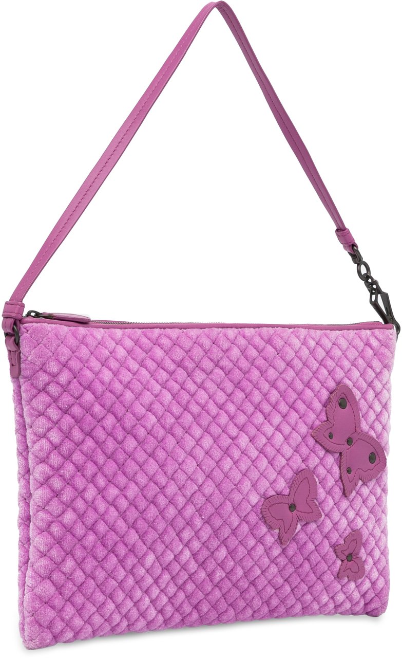 Bottega Veneta Intrecciato Butterfly Pochette Velvet Shoulder Bag Paars