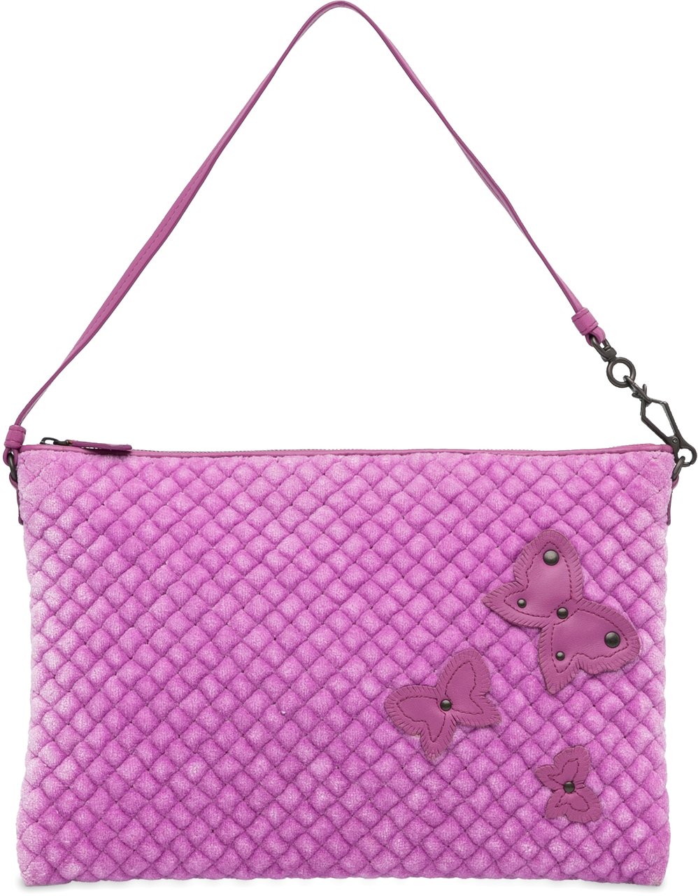 Bottega Veneta Intrecciato Butterfly Pochette Velvet Shoulder Bag Paars