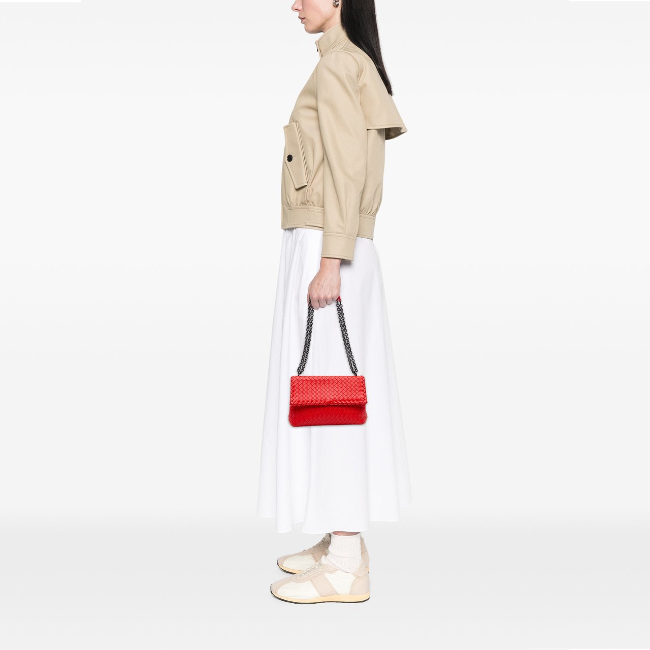 Bottega Veneta Small Nappa Intrecciato Olimpia Shoulder Bag Rood