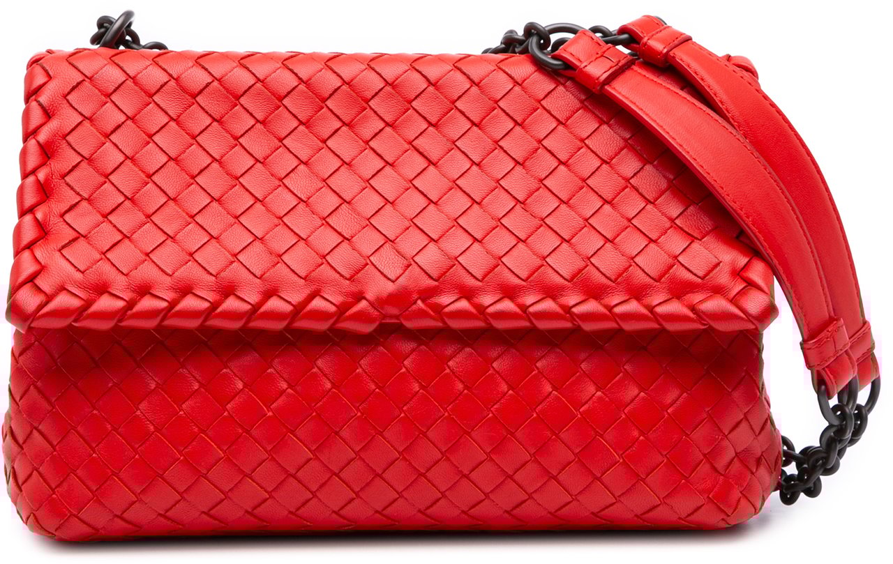 Bottega Veneta Small Nappa Intrecciato Olimpia Shoulder Bag Rood