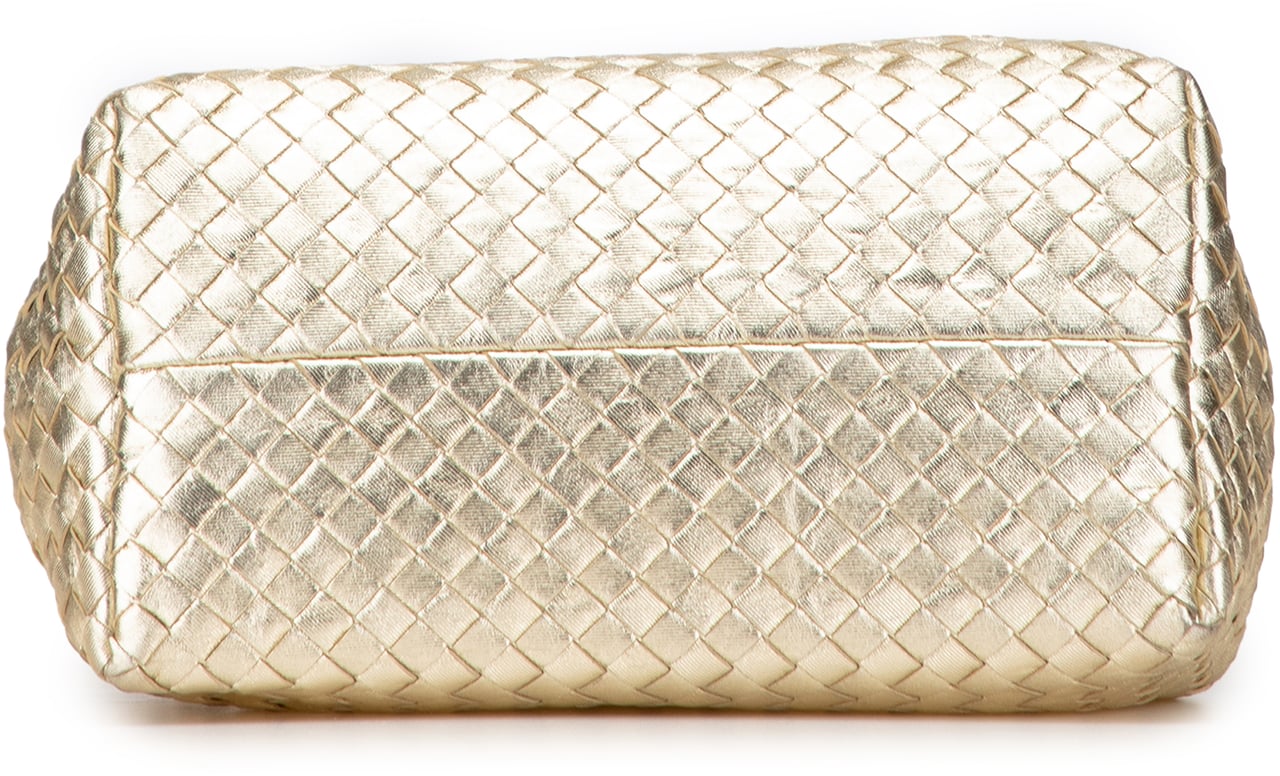 Bottega Veneta Small Metallic Nappa Intrecciato Cesta Tote Goud