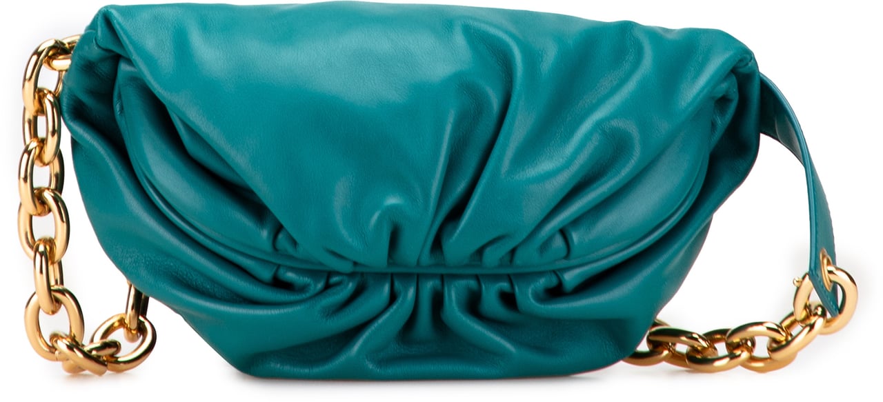 Bottega Veneta Lambskin Belt Chain Pouch Blauw