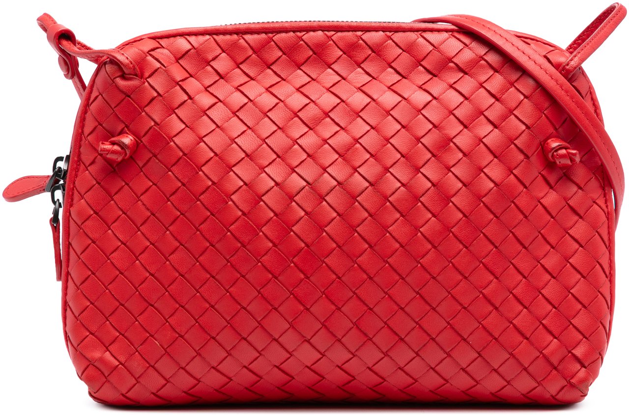 Bottega Veneta Nappa Intrecciato Nodini Crossbody Rood