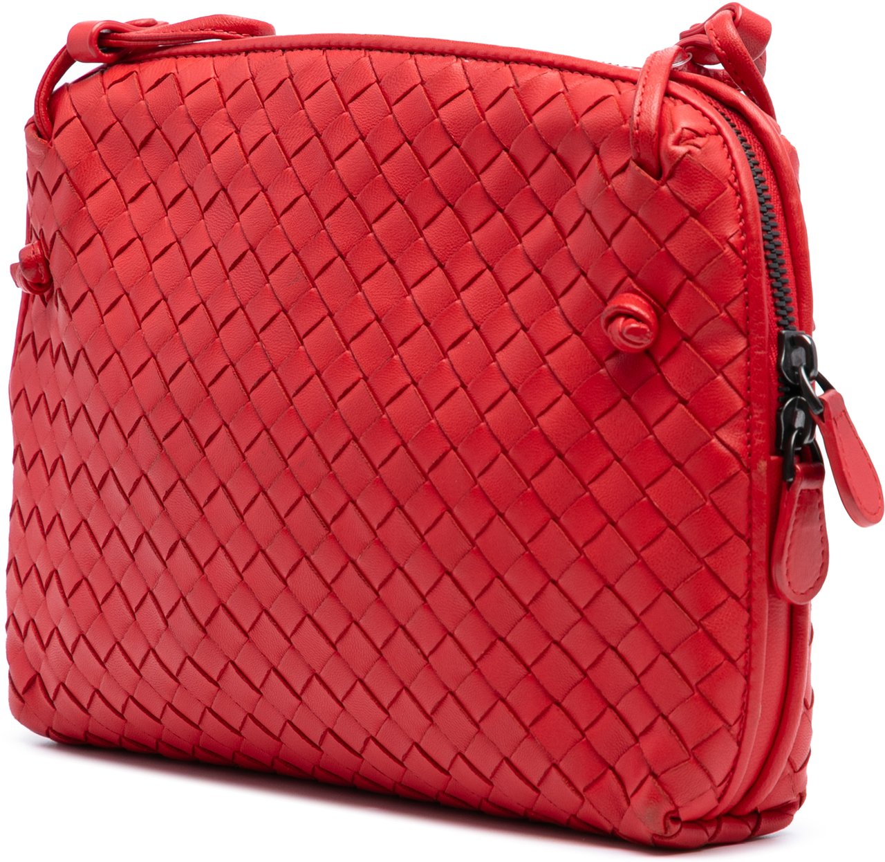 Bottega Veneta Nappa Intrecciato Nodini Crossbody Rood