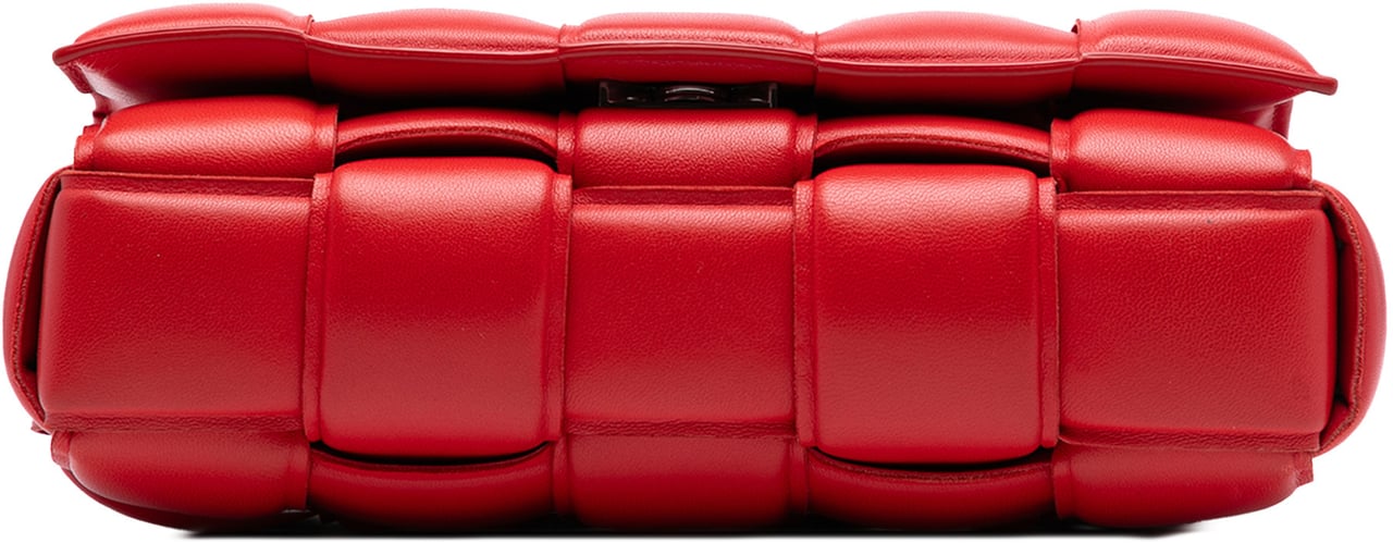 Bottega Veneta Nappa Intrecciato Padded Chain Cassette Satchel Rood