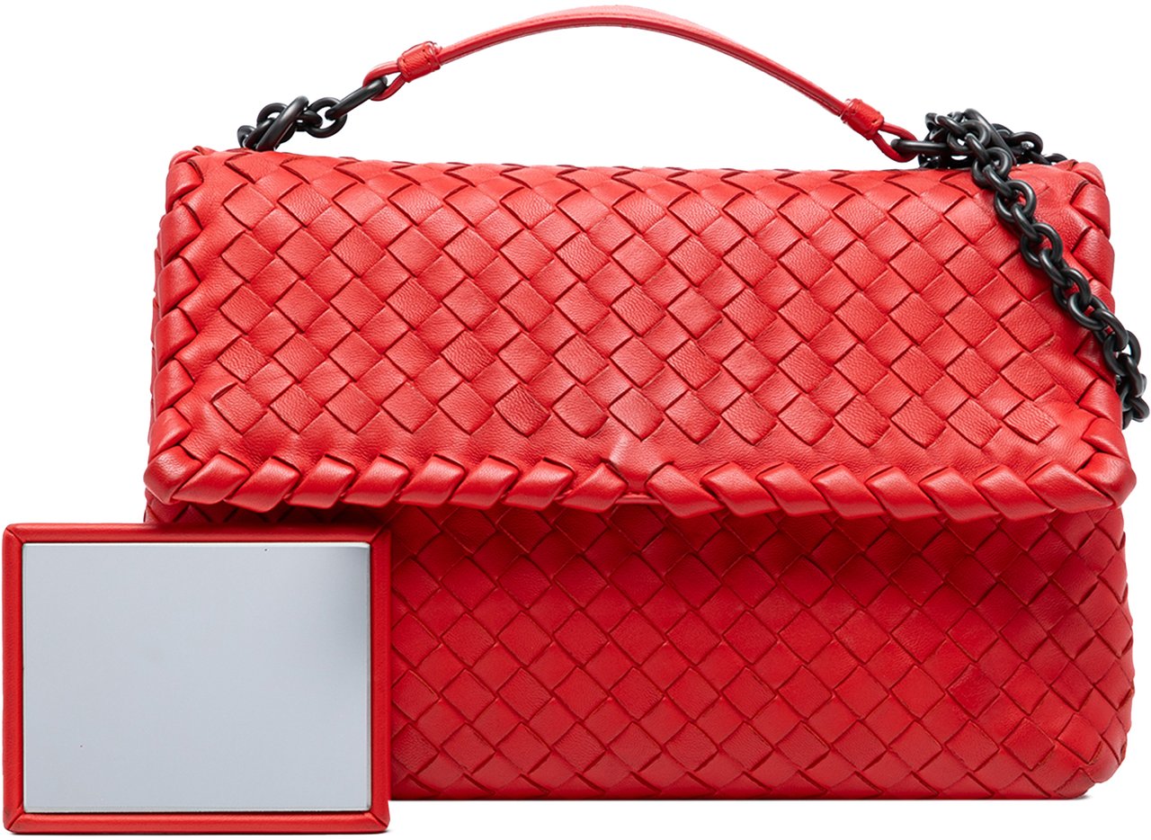 Bottega Veneta Small Nappa Intrecciato Olimpia Shoulder Bag Rood