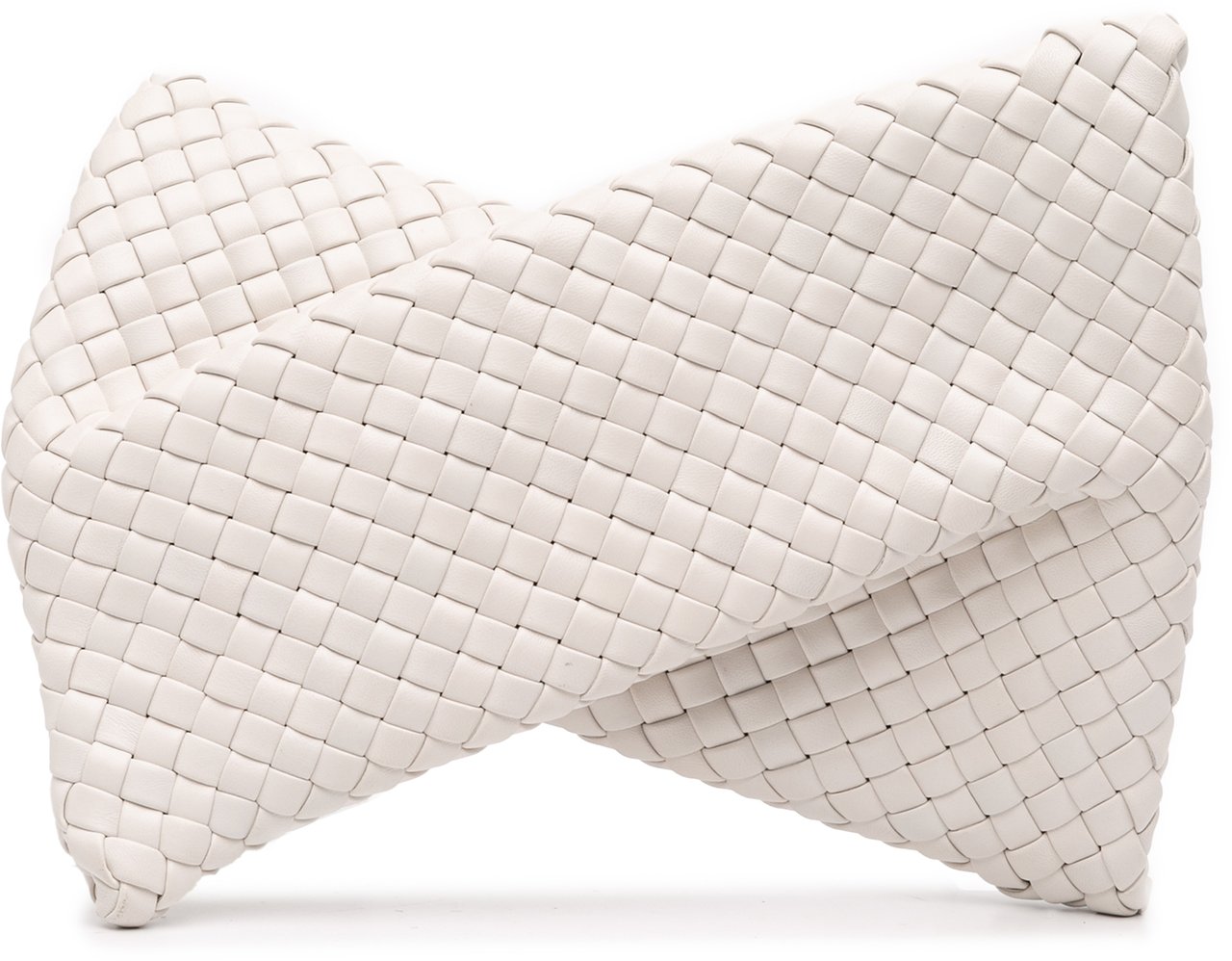 Bottega Veneta Lambskin Padded Intreccio Crisscross Clutch Wit