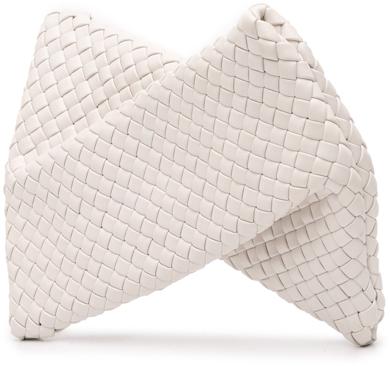 Bottega Veneta Lambskin Padded Intreccio Crisscross Clutch Wit