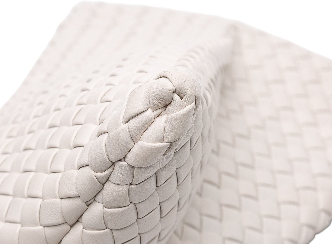 Bottega Veneta Lambskin Padded Intreccio Crisscross Clutch Wit
