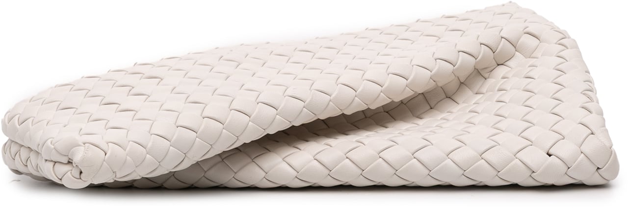 Bottega Veneta Lambskin Padded Intreccio Crisscross Clutch Wit