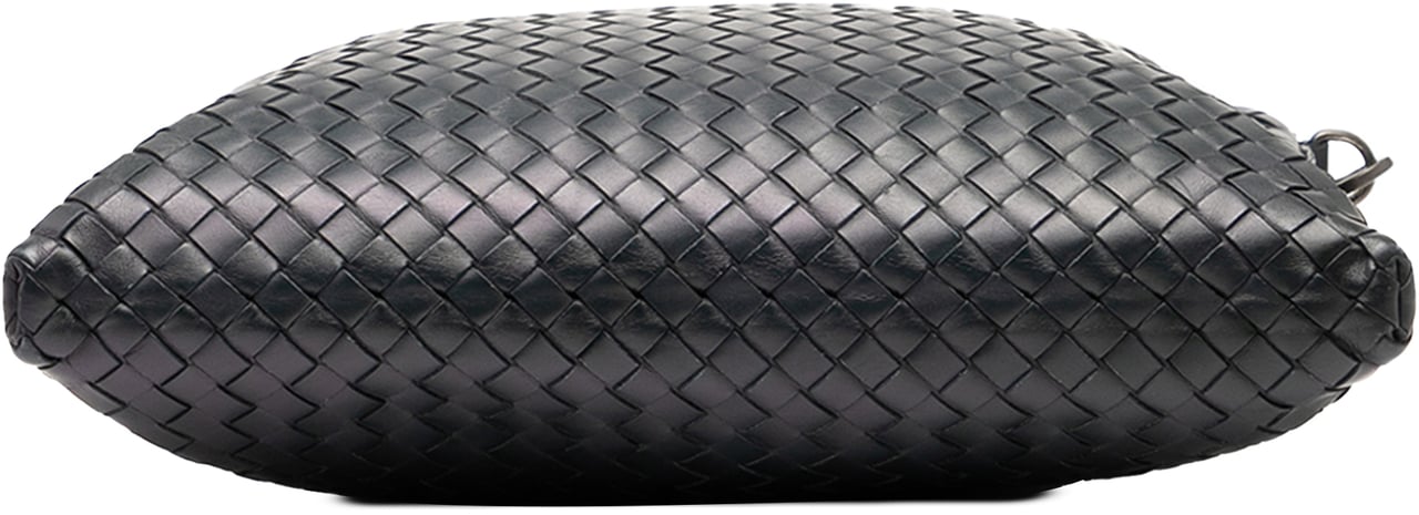 Bottega Veneta Leather Intrecciato Crossbody Blauw