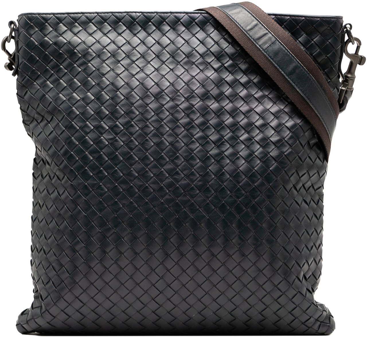 Bottega Veneta Leather Intrecciato Crossbody Blauw