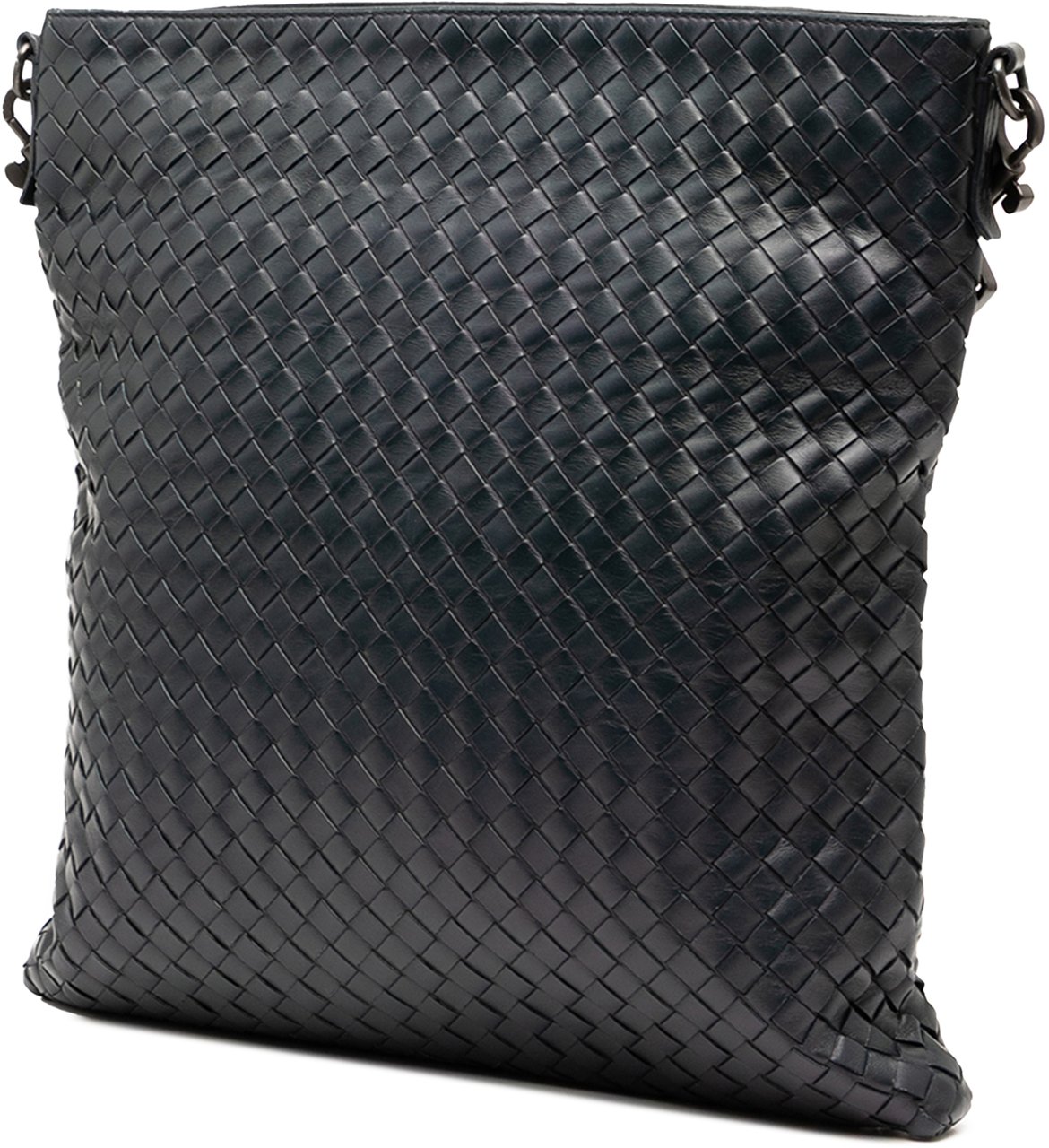 Bottega Veneta Leather Intrecciato Crossbody Blauw