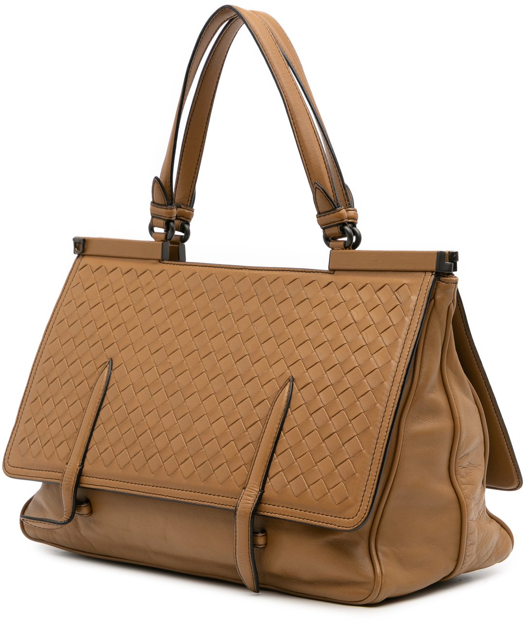 Bottega Veneta Medium Nappa Intrecciato Monaco Satchel Bruin