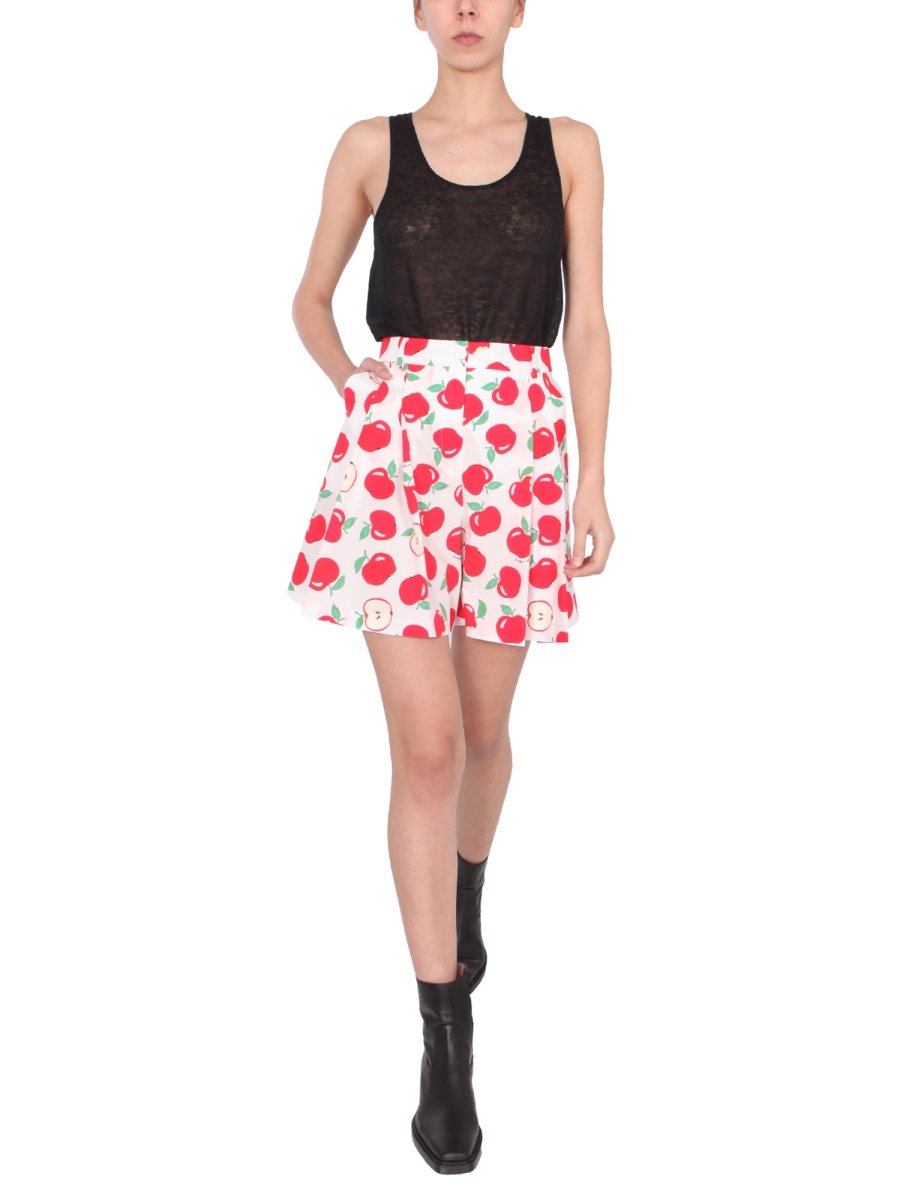 Boutique Moschino High-Waisted Cotton Poplin Shorts Wit