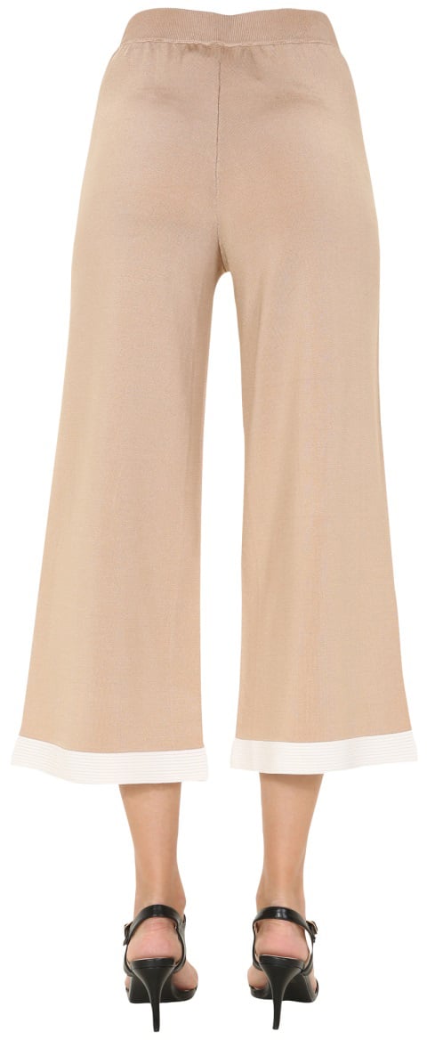 Boutique Moschino Cropped Trousers With Contrasting Hem Detail Neutraal