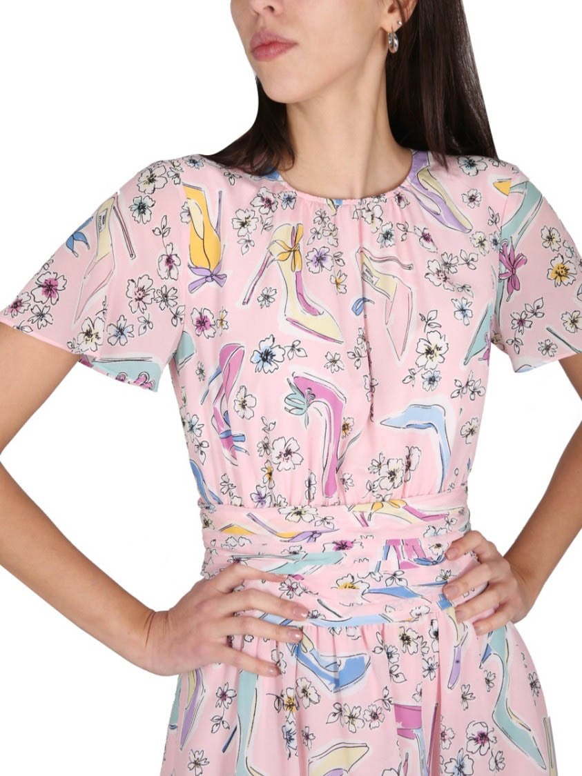 Boutique Moschino Heels And Flowers Dress Roze