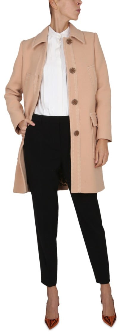 Boutique Moschino Short Virgin Wool Coat Neutraal