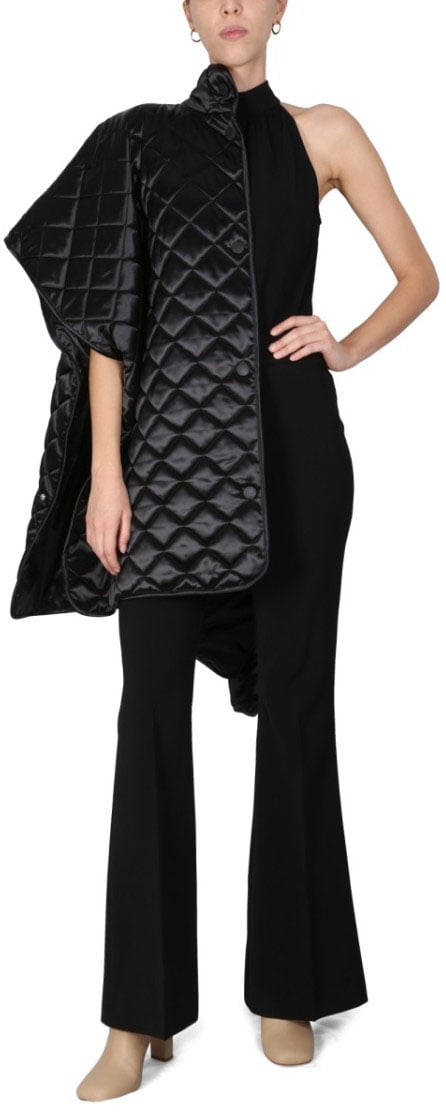 Boutique Moschino Diamond-Pattern Quilted Jacket With High Neck Zwart