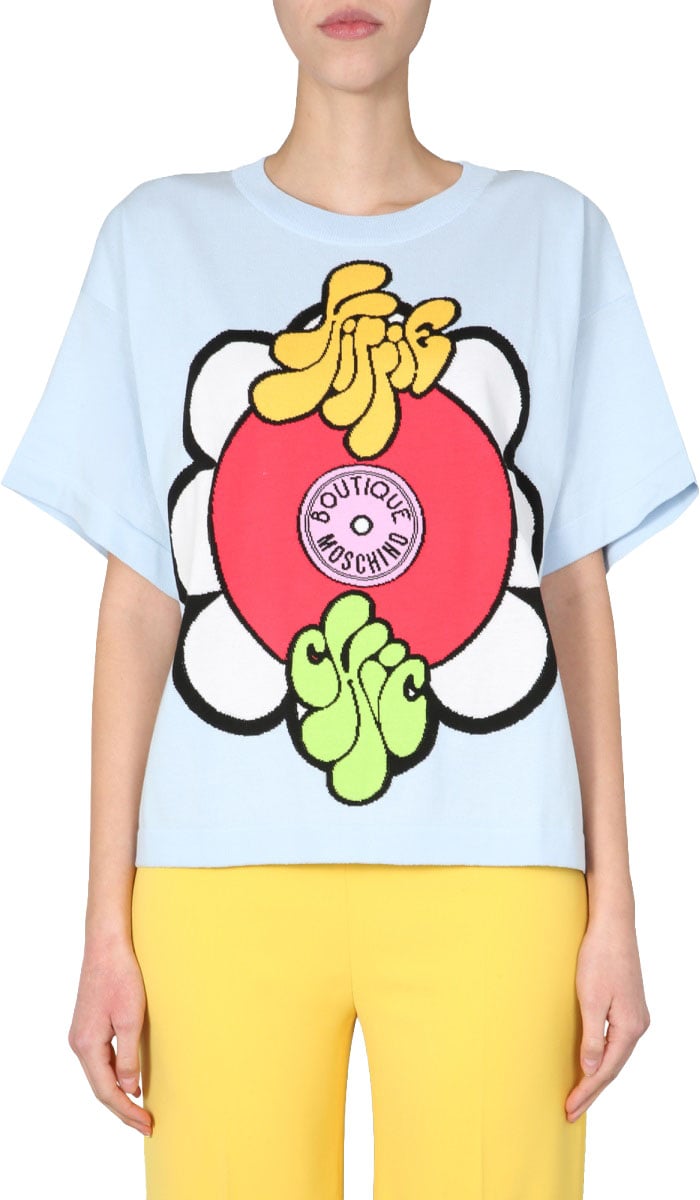Boutique Moschino Graphic Round Neck T-Shirt Neutraal