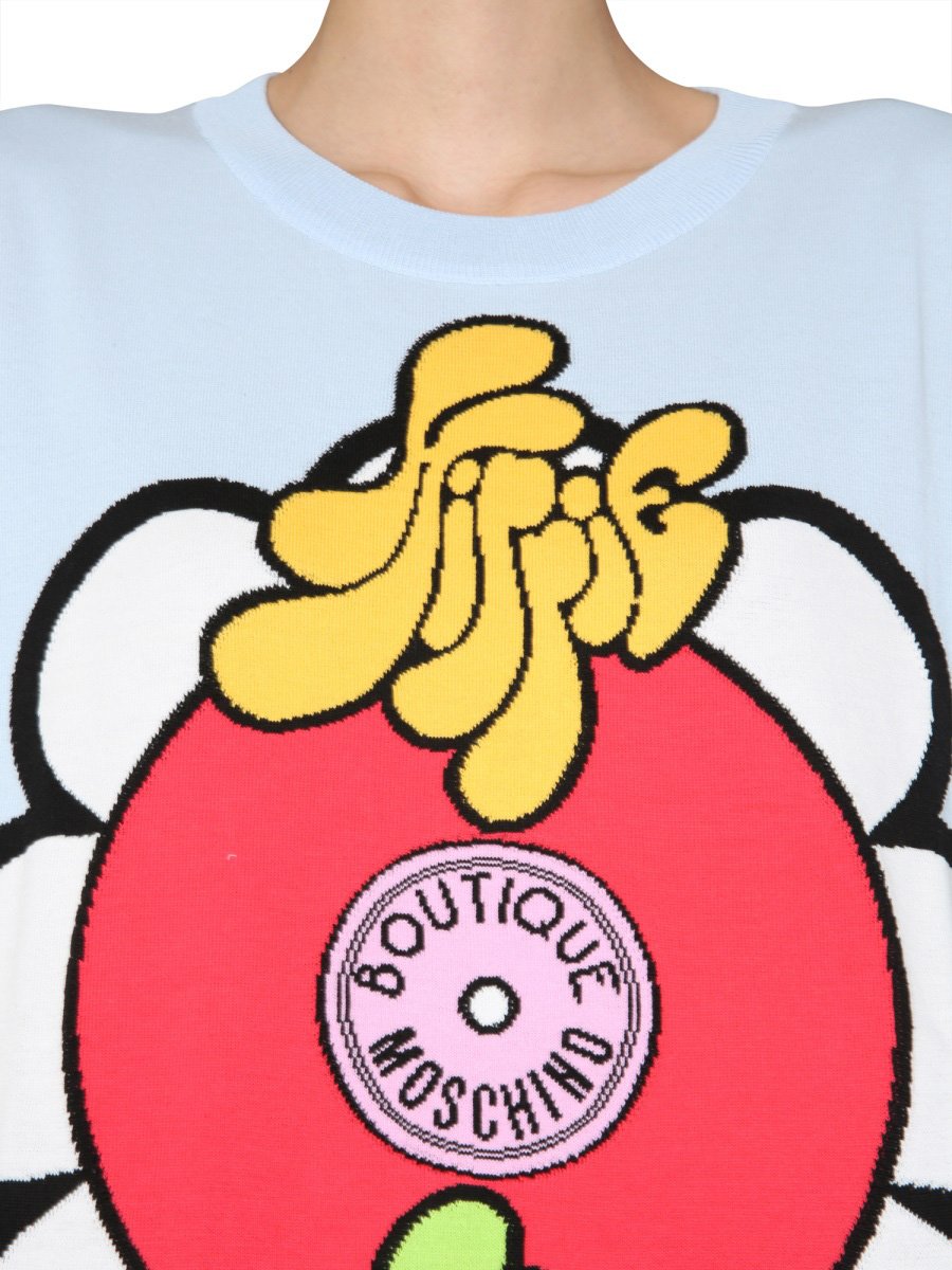 Boutique Moschino Graphic Round Neck T-Shirt Neutraal