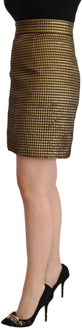Boutique Moschino Black Gold A-line Above Knee Casual Skirt Zwart