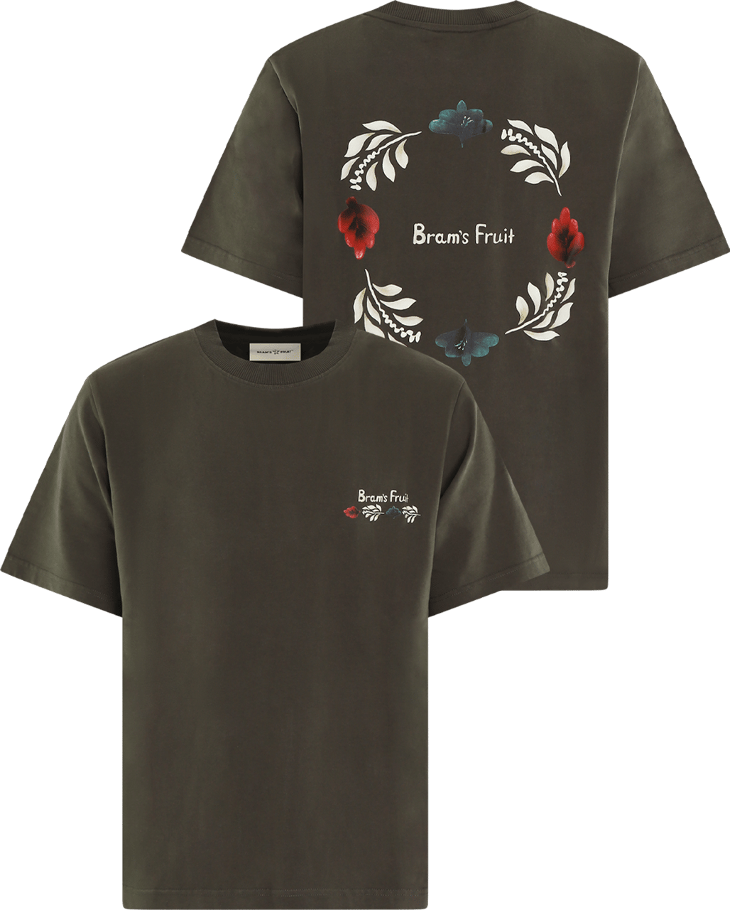 Bram's Fruit Heren Flora T-Shirt Zwart Zwart