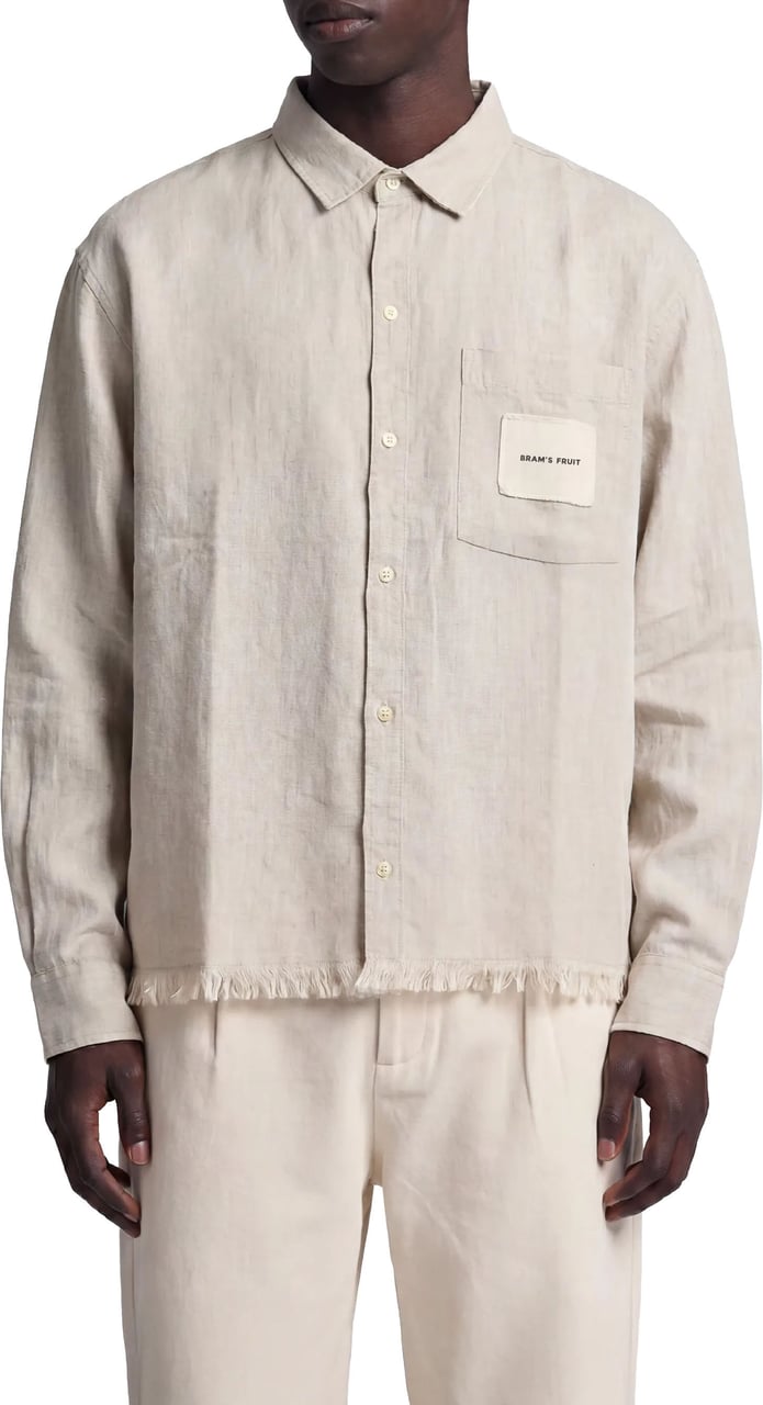 Bram's Fruit Distressed Linen Shirt Longsleeve - Natural Linen Beige