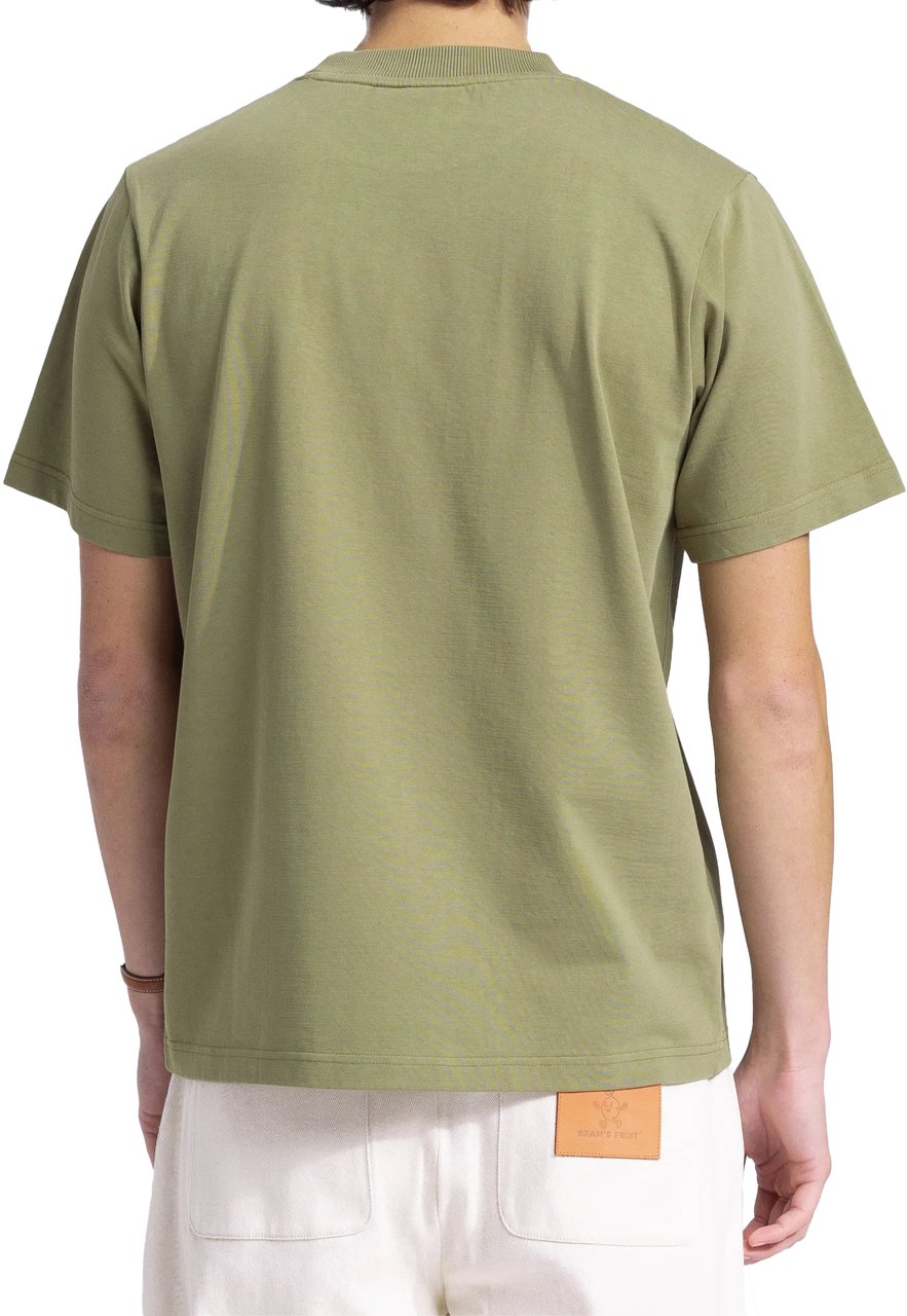 Bram's Fruit Garden Hose Chain Stitch T-Shirt - Olive Green Groen
