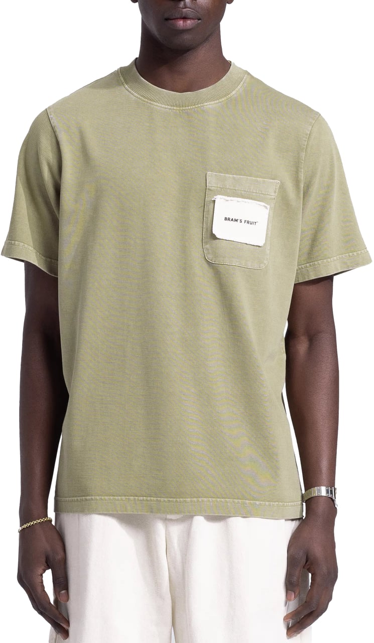 Bram's Fruit Chest Pocket T-Shirt - Washed Olive Green Groen