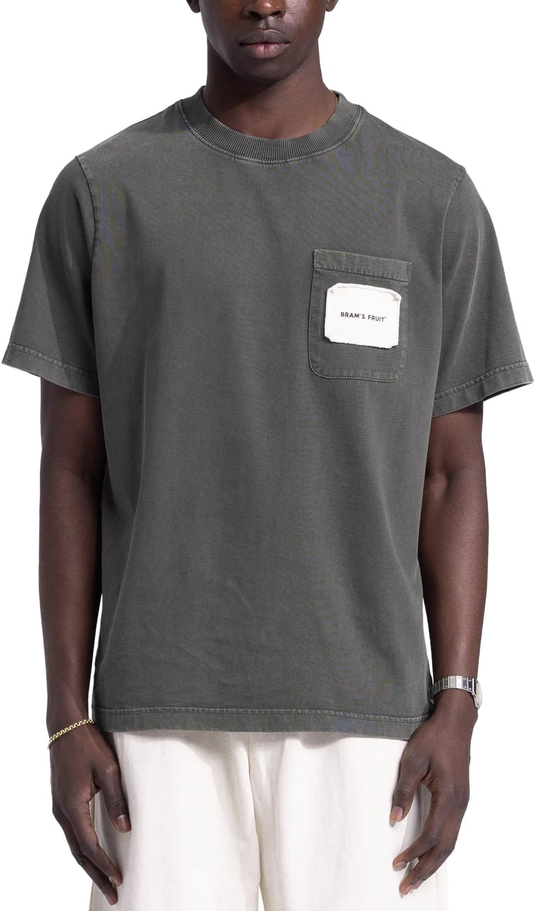Bram's Fruit Chest Pocket T-Shirt - Washed Charcoal Grijs
