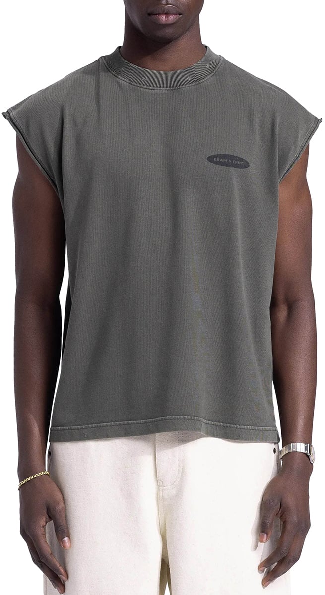 Bram's Fruit “F*ck Off I'm Gardening” Sleeveless T-Shirt Distressed - Washed Charcoal Grijs