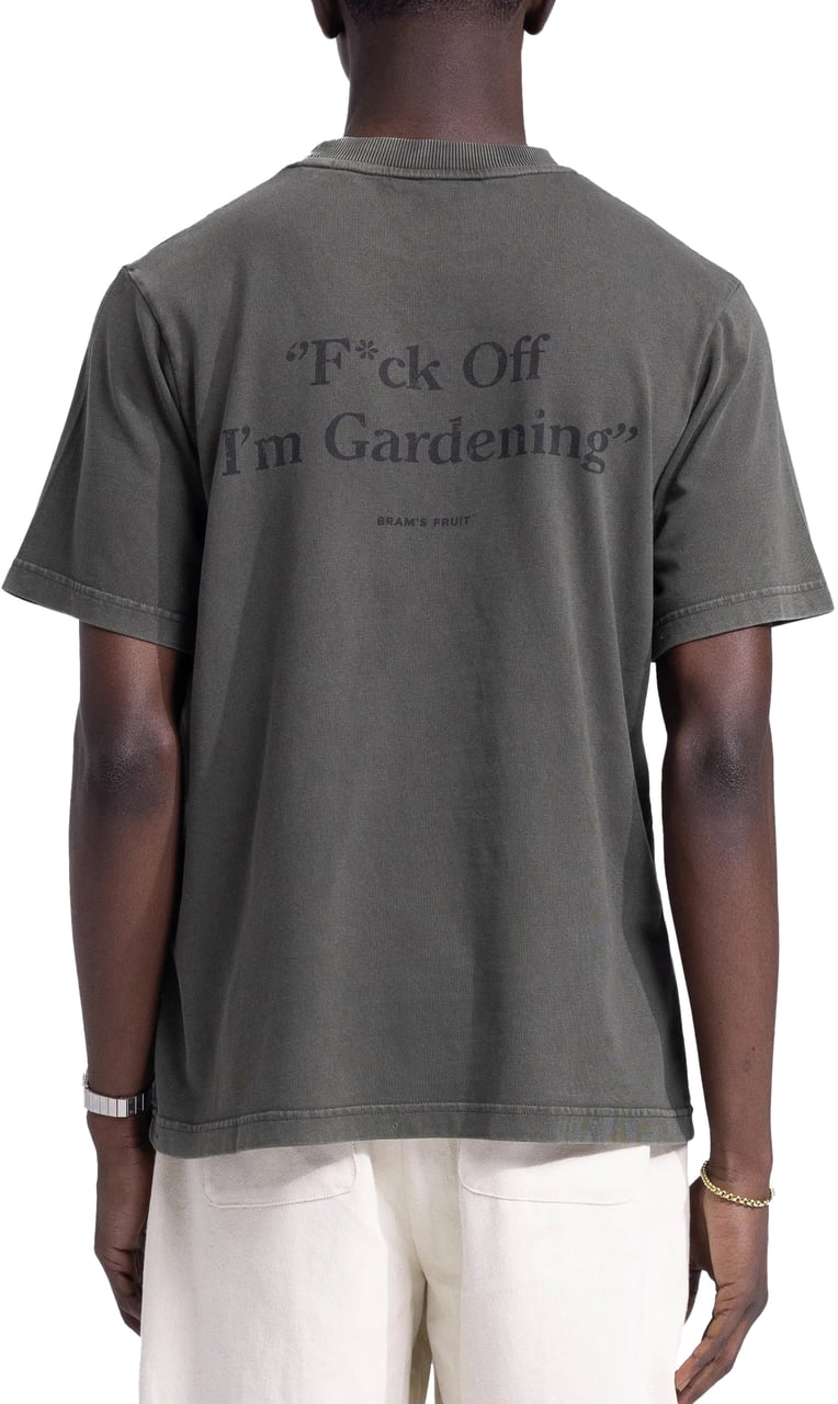 Bram's Fruit “F*ck Off I'm Gardening” T-Shirt Distressed - Washed Charcoal Grijs
