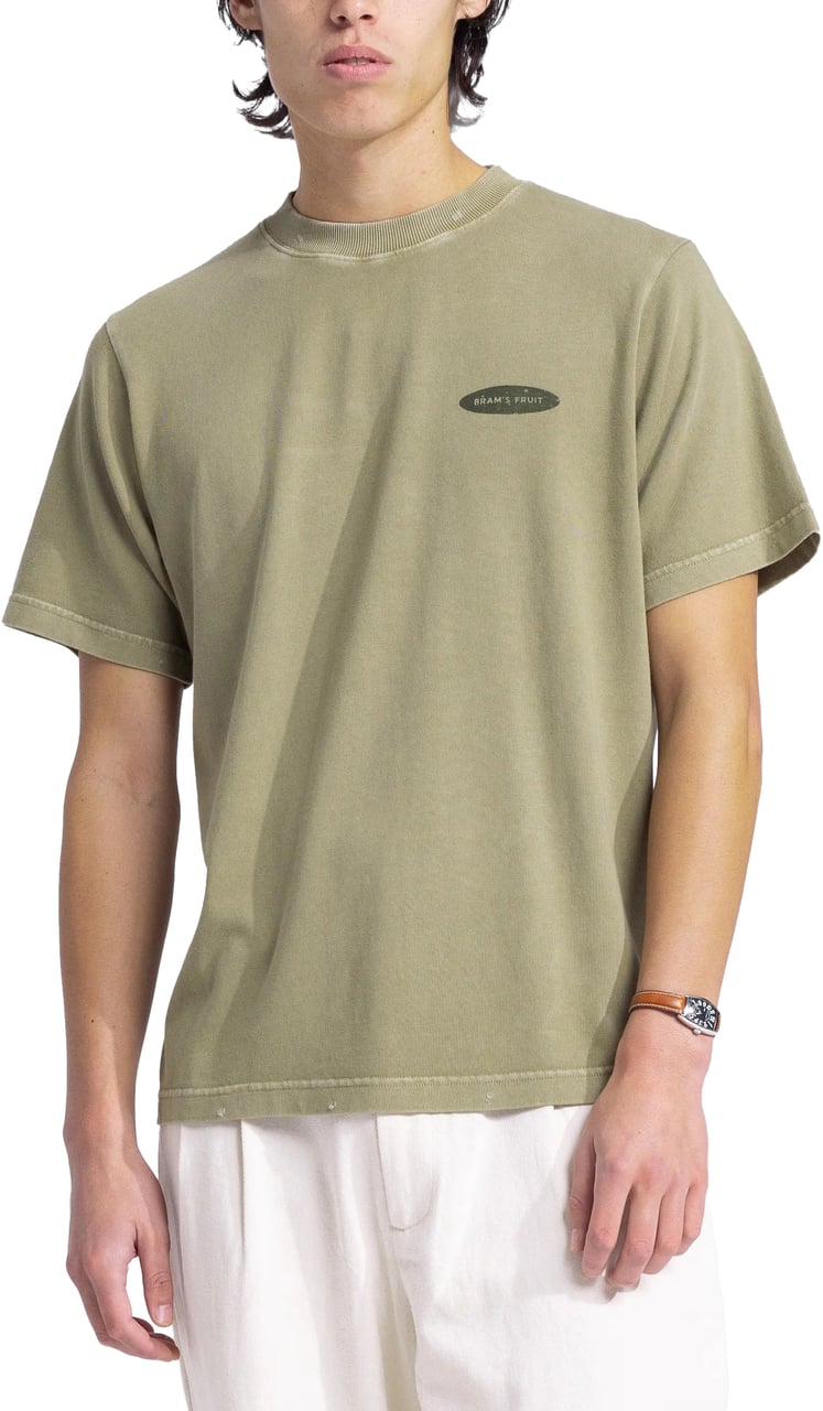Bram's Fruit “F*ck Off I'm Gardening” T-Shirt Distressed - Washed Olive Green Groen