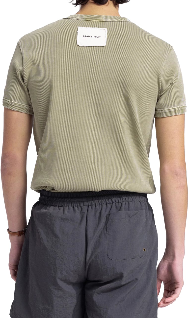Bram's Fruit Heavy Rib T-Shirt Distressed - Washed Olive Green Groen